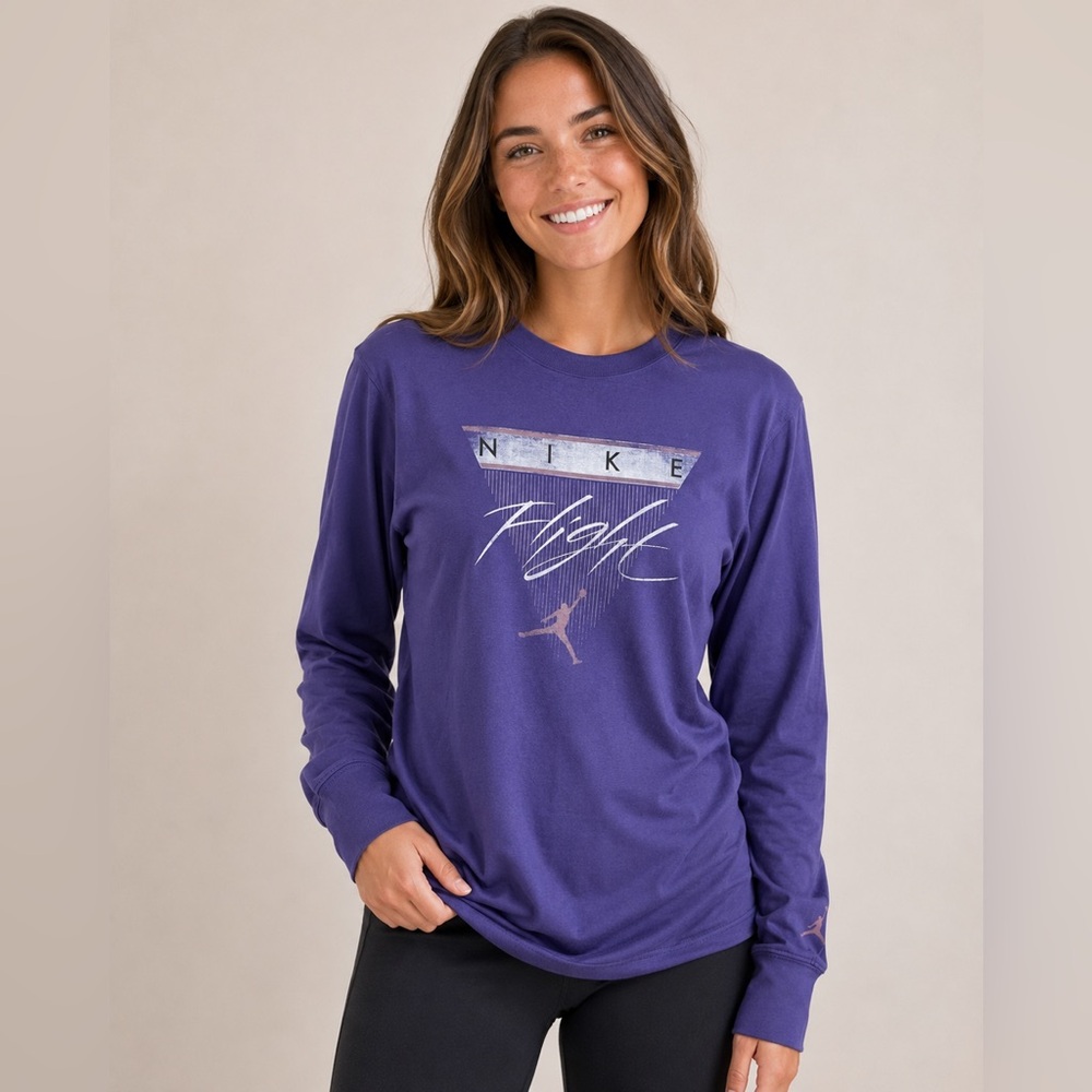 Jordan Flight Long Sleeve Shirt Women’s Medium Purple Loose Fit